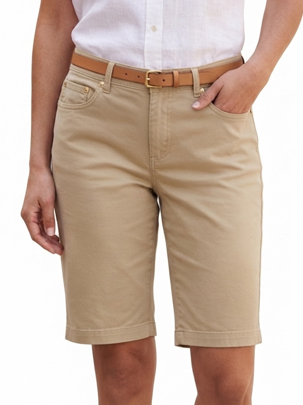 Lauren Jeans Shorts Beige/Tan Chino Shorts - Women’s -14 Petite -Inseam: 17.5”